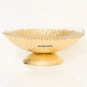 Elegante Tazón Decorativo de Latón y Cristal con Acabado Dorado Pulido Brillante, Hecho a Mano - Product Image 3