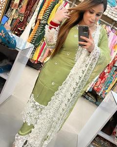 NUEVO DISEÑADOR FIESTA WEAR HEAVY CHINE COSTADO, CON REAL ESPEJO TRABAJO TOP CON DUPATTA A PRECIO AL POR MAYOR VESTIDO DE DISEÑADOR PARA MUJER - Product Image 2