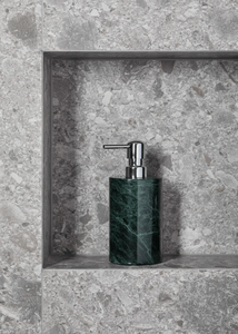 Ensemble de quincaillerie de salle de bain moderne de luxe en marbre vert Accessoire de salle de bain en laiton fini trois pièces pour appartements et hôtels - Product Image 4