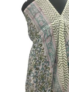 Vestido de Algodón de Alta Calidad para Mujer, Estilo Boho, Casual de Verano, Estampado Floral Verde, Silueta Holgada, Cintura Natural, Directo de la India - Product Image 3