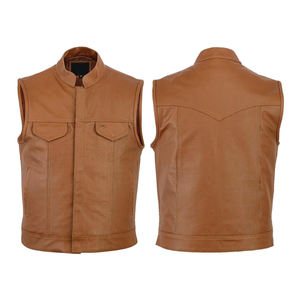2025 Custom Leather Biker <b>Vest</b> for <b>Men</b> Fashionable Casual Wear with Embroidery Patches <b>Black</b> Breathable Genuine Leather <b>Vest</b> - Product Image 2