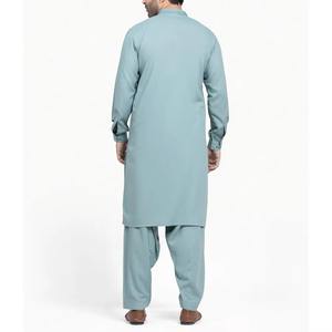 Vente en gros de salwar kameez traditionnels pour hommes en teal poussiéreux pour les tenues de fête d'hiver, les mariages, les rassemblements de l'Aïd et les événements culturels - Product Image 4