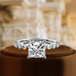 Anillo de compromiso de oro sólido de 14 quilates con elegancia susurrada, Diamante de corte princesa de 3 quilates, banda de Boda nupcial personalizada para mujer, ocasión de fiesta - Product Image 2