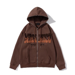 Haute qualité personnalisé hommes bouffée impression sweats à capuche impression personnalisée logo 100% coton fermeture éclair poids lourd blanc plein visage fermeture éclair sweat à capuche 3D Pri - Product Image 4