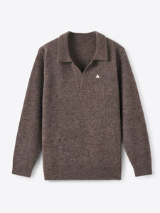 Knitwear Manufacturer Custom Wholesale 100% High Quality Cashmere Wool Ribbed <b>Jumper</b> Sweater Long Sleeve Knit Polo <b>Men</b> - Product Image 5