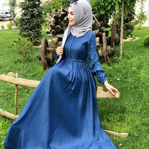 Robe de bal Abaya d'hiver en denim modeste sur mesure aux États-Unis, silhouette avec taille naturelle, design élégant, super prix de gros - Product Image 2