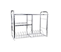 Rak Dapur Tiga Tingkat, Rak Stainless Steel, Rak Dapur Tiga Tingkat, Pengatur Bumbu, Aksesoris Dapur Logam