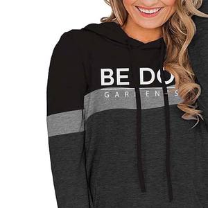 เสื้อฮู้ดผู้หญิงโอเวอร์ไซส์ผ้าคอตตอนบล็อก100% มีฮู้ดผ้าฟลีซที่มีน้ำหนักมากมีลายปักโลโก้พลอยเทียม - Product Image 6