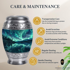 Handcrafted Aluminum Cremation <b>Urn</b> Elegant Cremation <b>Urns</b> with Meena Coating Leak-Proof Seal Keepsake (3 Cu) & <b>Large</b> (220 Cu) - Product Image 5