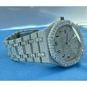 Meilleure vente de haute qualité de laboratoire diamant de coupe ronde montre diamant incolore style Hip Hop montre forme de boîtier rond - Product Image 1