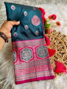 Seda Banarasi de excelente calidad con Sari de diseño tradicional, fabricante y proveedor de la India al precio más bajo - Product Image 2