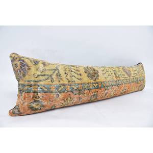 Oreiller en laine Patchwork Kantha bohème or de luxe 12x48 pouces brodé Floral Vintage carré imprimé tissé tufté pour Noël - Product Image 3