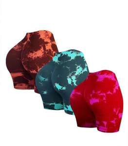 Pantalones cortos deportivos de cintura alta personalizables para mujer, cintura elástica, patrón sólido, nailon, Spandex, calidad superior, estiramiento en cuatro direcciones - Product Image 6