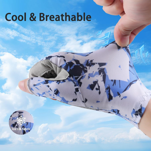 Gants de pêche légers et confortables, demi-doigts, bleu-blanc, protection UV, respirants, unisexes, équipement de pêche en plein air - Product Image 3