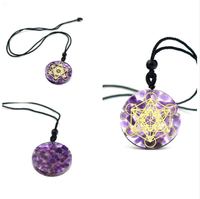 Orgonite Pendentif Collier Metatron Cube Résine Pendentif Cosmique Guérison Cristal Géométrie Sacrée Chakra Collier Méditation Bijoux
