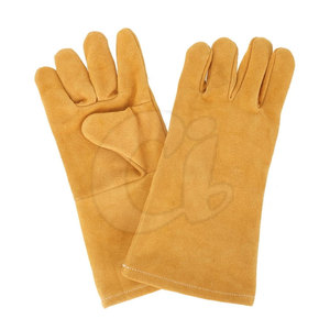 Guantes de soldador de cuero con logotipo personalizado hecho de calidad Guantes de soldador de cuero sintético de color sólido - Product Image 4