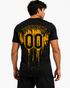 เสื้อฟุตบอลสีดำเหลืองแบบซับลิเมชั่นสั่งทำพิเศษ แขนสั้น ระบายเหงื่อได้ดี พิมพ์ชื่อทีม สำหรับผู้ใหญ่ ทรงปกติ - Product Image 5
