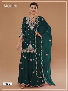 Royal Salwar Suit en Vichitra Fabric Blooming con Secuencia de bordado y Zari Work, atuendo perfecto para bodas, fiestas festivas - Product Image 4