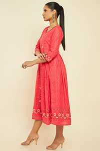 Tendance Traditionnel Ethnique Floral Personnalisé Couleur Coton Robe A-ligne Brodé Au Genou O-cou À Manches Longues Tout Décontracté - Product Image 3