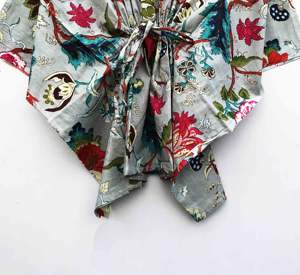 Robe kaftan décontractée en coton pour femmes grandes tailles, col en V, manches courtes, mi-longue, tissée à la main, pour l'été, la plage, les soirées, lavable - Product Image 3