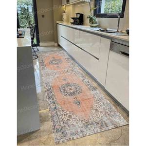 Alfombra con Estampado Floral: Azul Marino, Estilo Bohemio, Diseño de Medallón, Antideslizante, Alfombra de Chenilla - Product Image 5