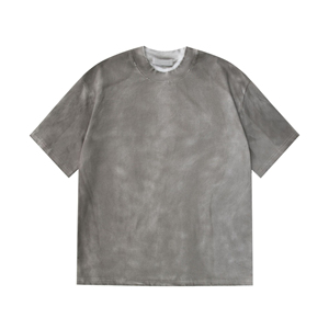 Logo personnalisé imprimé délavé à l'acide vintage 100% coton T-Shirt pour homme poids lourd coupe régulière tissu tricoté respirant - Product Image 1