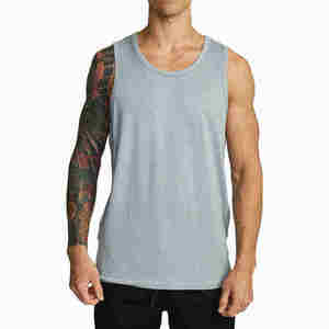 Men's Wide Shoulder Tank Top Sleeveless Shirt Loose Fit Gym <b>Vest</b> Fitness Training Activewear Price Best Manufactured - Product Image 3