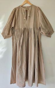 Vestido Midi con estampado de bloques, minivestido, vestido largo con estampado de bloques a rayas, cuello profundo con cuerda más cerca - Product Image 4