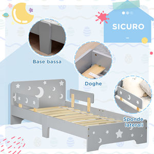 ZONEKIZ Cama Infantil 3-6 Años con Patrones de Estrellas y Lunas en Paneles MDF y Aglomerado, 143x76x49 cm - Product Image 5