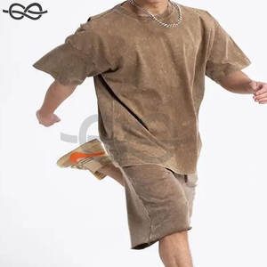 Camiseta vintage lavada con ácido de primera calidad para hombre, estampado gráfico personalizado, hombro caído de gran tamaño, camiseta pesada en blanco GSM, Retro desgastado - Product Image 2