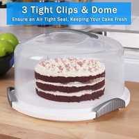 Support de transport pour gâteaux en plastique transparent avec couvercle, hermétique, sans BPA, compatible lave-vaisselle, portable, pour desserts et fêtes