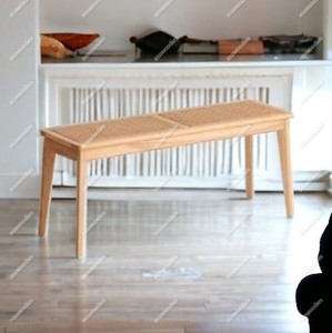 Bambou Rotin Bois Patio En Bois Extérieur Jardin Mini Portable Bambou Parc Banc Fabriqué À La Main Long Ottoman Os Incrustation Console - Product Image 5