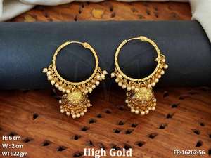 Diseño de lujo y pendientes de gran tamaño con Golden Jhumke para declaraciones de moda audaces y glamour nocturno a un precio razonable - Product Image 2