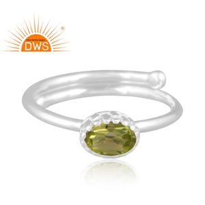 Latest Design Fine Sterling Silver Natural Peridot Gemstone Bezel Setting <b>Adjustable</b> <b>Ring</b> Jewelry for Women Wedding Gift - Product Image 2