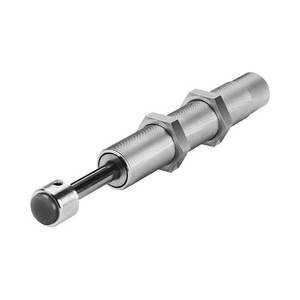 Amortiguador industrial DYSR-20-25-Y5 con amortiguación ajustable, cuerpo de 20 mm y longitud de carrera de 25 mm. - Product Image 1