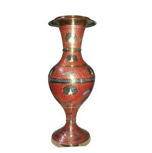 Multi Color <b>Engraving</b> Brass Flower <b>Vase</b> With Red Paint And Gold Finished For Home Decor High Quality Flower <b>Vase</b> - Product Image 4