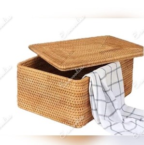 Bambou Rotin Boîte De Rangement Organisateur Bin Panier Avec Couvercle Vintage Armoire Légumes Alimentaire Bin À La Main De Stockage Tissé Panier - Product Image 1