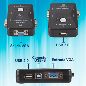 Switch KVM USB VGA a 4 Porte per 2 Computer, Connessioni per Tastiera, Mouse e Monitor, Disponibile! - Product Image 2