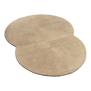 Alfombra de lana Beige moderna hecha a mano minimalista estilo Zen alfombra escultórica tallada círculos concéntricos personalizable piso arte Picnic - Product Image 1