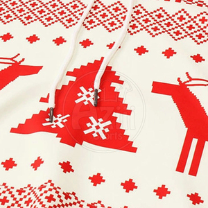 2025 Christmas Hoodie 100% Cotton Full Printed Snowflake Deer Printed Design Knitted Custom Front Character Christmas Hoodie - Product Image 3