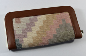Bolso Clutch Cosido a Mano, Hecho con Tela Dhurry/Kelim de Algodón Tejido a Mano, con Múltiples Bolsillos, Cierre de Cremallera, 11x21cm, Multicolor - Product Image 2