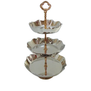 Nouvel an fête décoration argent Antique finition métal gâteau support Offre Spéciale à un niveau nourriture Dessert servant gâteau support - Product Image 3