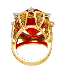 15.53กะรัตเพชรโอปอลเม็กซิกันวินเทจแหวนทอง18K เครื่องประดับแฟชั่นผู้หญิงสีแดงขนาดใหญ่ก้านแยกวัสดุหลักโลหะผสม - Product Image 2