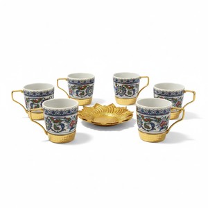 Oriental Design 6-Piece Ceramic Cast Iron <b>Cup</b> and Saucer Set 6 <b>Cups</b> with 6 Saucers - Product Image 2