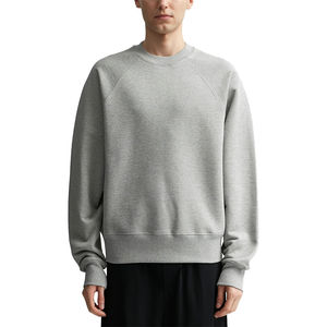 Usine personnalisé hommes à manches longues hiver sweat couleur unie col rond pull découpe conception 100% coton commerce extérieur - Product Image 3
