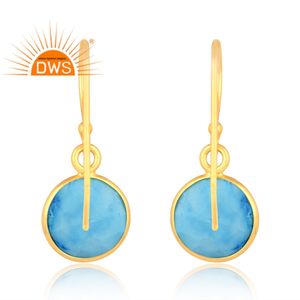 Meilleure vente de boucles d'oreilles en argent sterling plaqué or 18 carats avec pierres précieuses turquoise Demi Fine Jewelry Manufacturer - Product Image 4