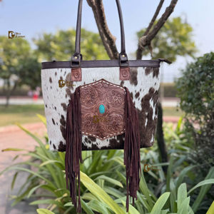 Nouveau sac fourre-tout en cuir de vachette à franges pour femmes, sac à main élégant en cuir, sac en cuir sculpté à la main pour une utilisation multiple - Product Image 1