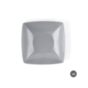 Durable Square Set of 6-pcs Ceramic Soup Plates Grey Matte Finishing Nordic Minimalist Elegant Design Eclipse by Excelsa - Product Image 1