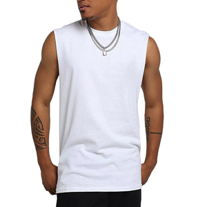Custom LOGO Design OEM <b>Men's</b> 100% Cotton Hollow Neck Blank Vest Oversized Loose Tank Top Heavyweight Sleeveless <b>T</b> <b>Shirts</b> for <b>Men</b> - Product Image 5