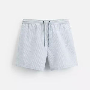 High Quality <b>Mens</b> Striped Eco-Friendly Swimwear Breathable Quick Dry <b>Shorts</b> <b>Elastic</b> <b>Waist</b> Zipper Fly Custom Label Gym <b>Short</b> - Product Image 4